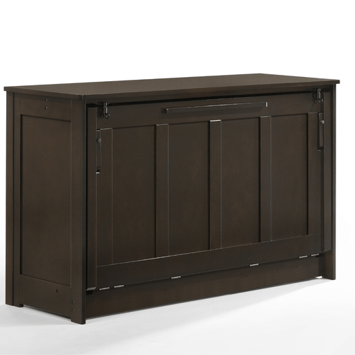 Orion Chocolate Full Murphy Cabinet Bed - Angled front view closed