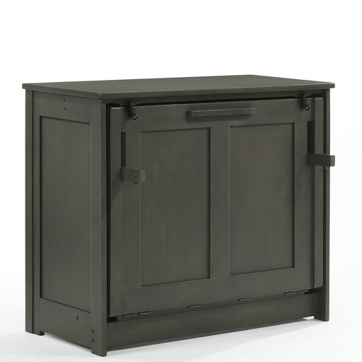 Orion Stonewash Twin Murphy Cabinet Bed - Angled front view closed