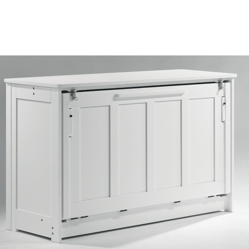 Orion White Full Murphy Cabinet Bed - Angled front view closed