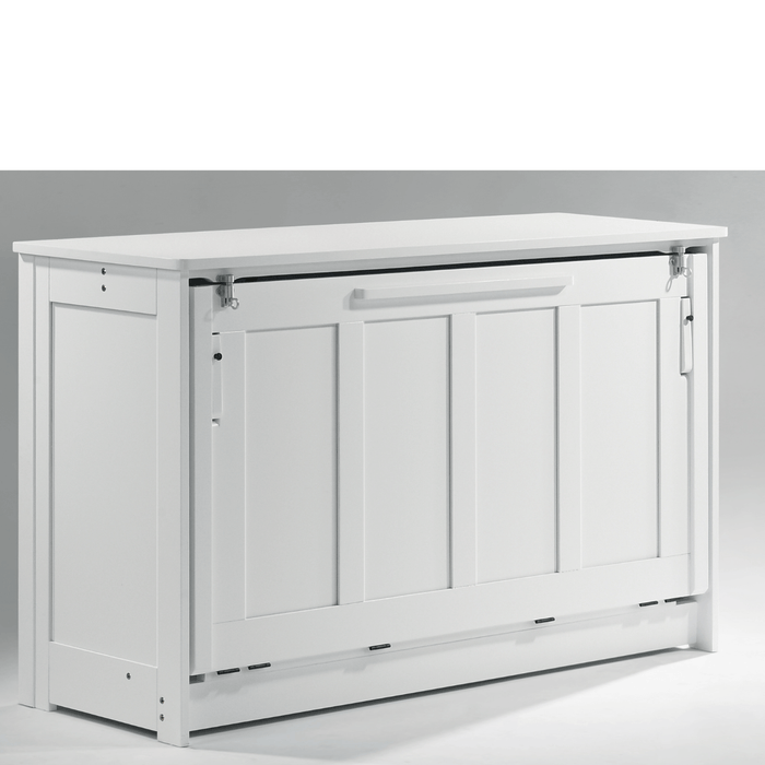 Orion White Twin Murphy Cabinet Bed - Angled front view closed
