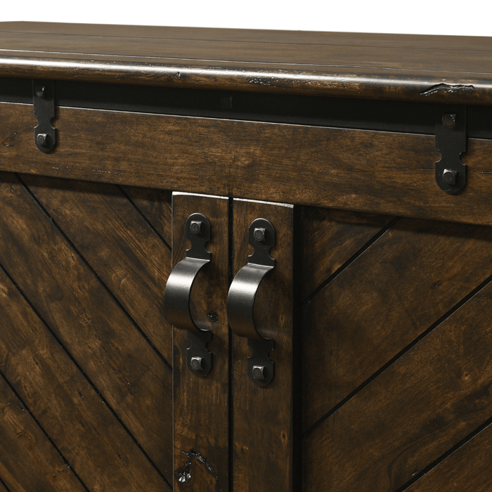 Ranchero Murphy Cabinet Bed Queen Wildwood Brown - Cabinet handle detail