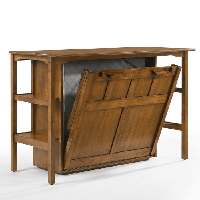 Siesta Black Walnut Twin Desk Murphy Cabinet & Chair - Partially open showing how it opens