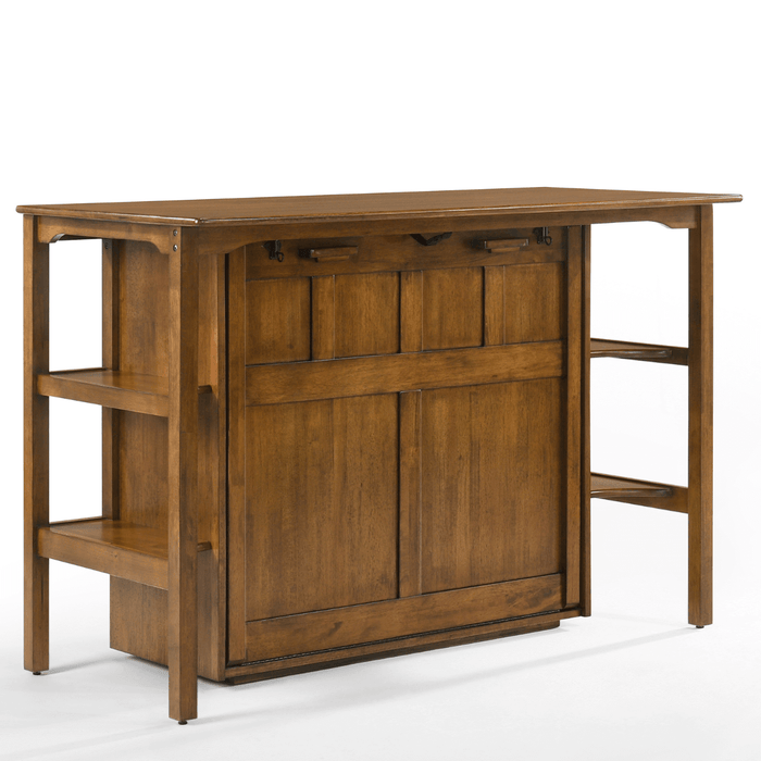 Siesta Black Walnut Twin Desk Murphy Cabinet & Chair - Angled front view closed not showing chair