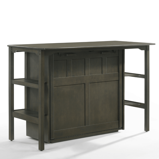 Siesta Stonewash Twin Desk Murphy Cabinet & Chair - Angled front view closed no chair showing