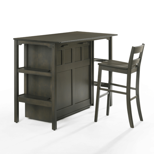 Siesta Stonewash Twin Desk Murphy Cabinet & Chair - Angled front view closed with chair