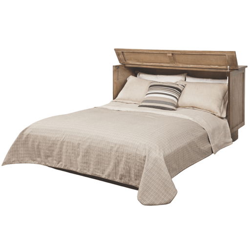 Brussels Queen Murphy Cabinet Bed Ash - Opened and fully extended with bedding
