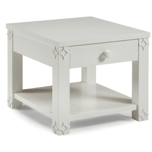 Brussels Side Table with Magazine Shelf White - Angled view