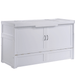 Cube Queen Murphy Cabinet Bed White - Angled front view closed