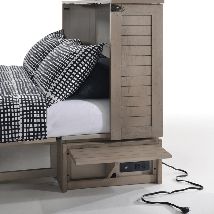 Poppy Brushed Driftwood Queen Murphy Cabinet Bed
