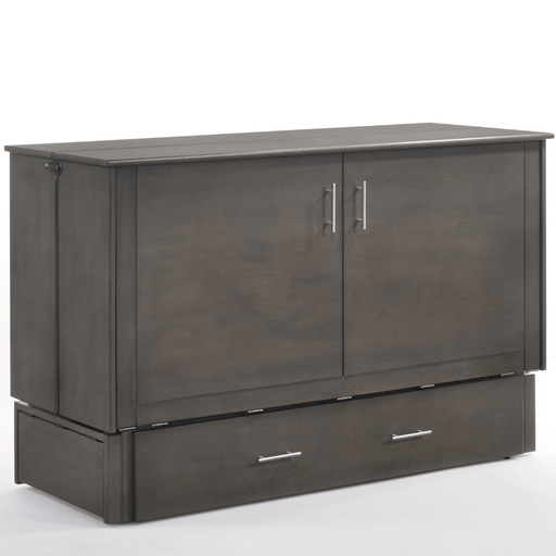Sagebrush Queen Murphy Cabinet Bed Stonewash - Angled front view closed